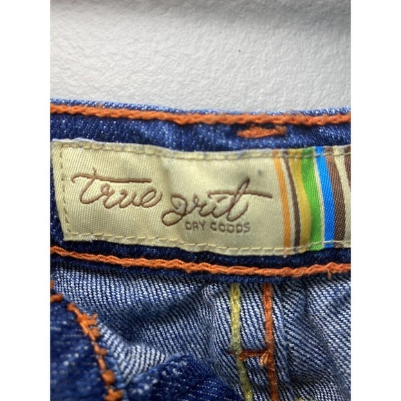 WOMEN'S Vintage True Grit Straight Leg Jeans Size 27 Orange/ Yellow Stitching - Picture 9 of 11